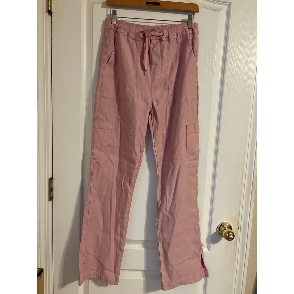 Hudson Zephyr Collection Pink Linen Blend Cargo Pants Womens 26 Drawstring Slit
